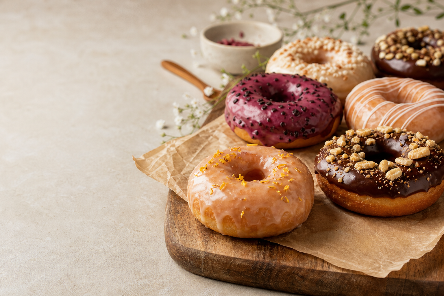 Assorted glazed donuts