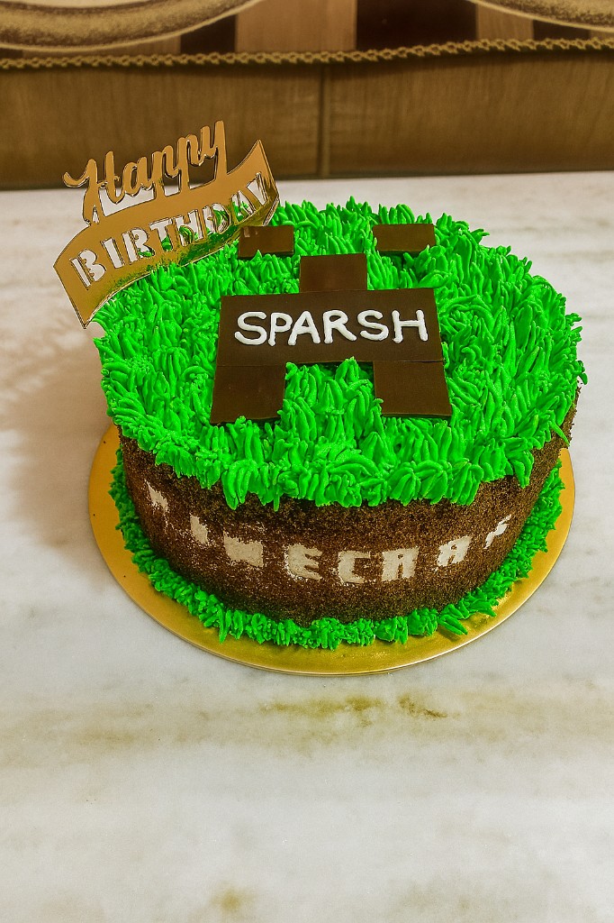 Minecraft themed birthday cake for Sparsh