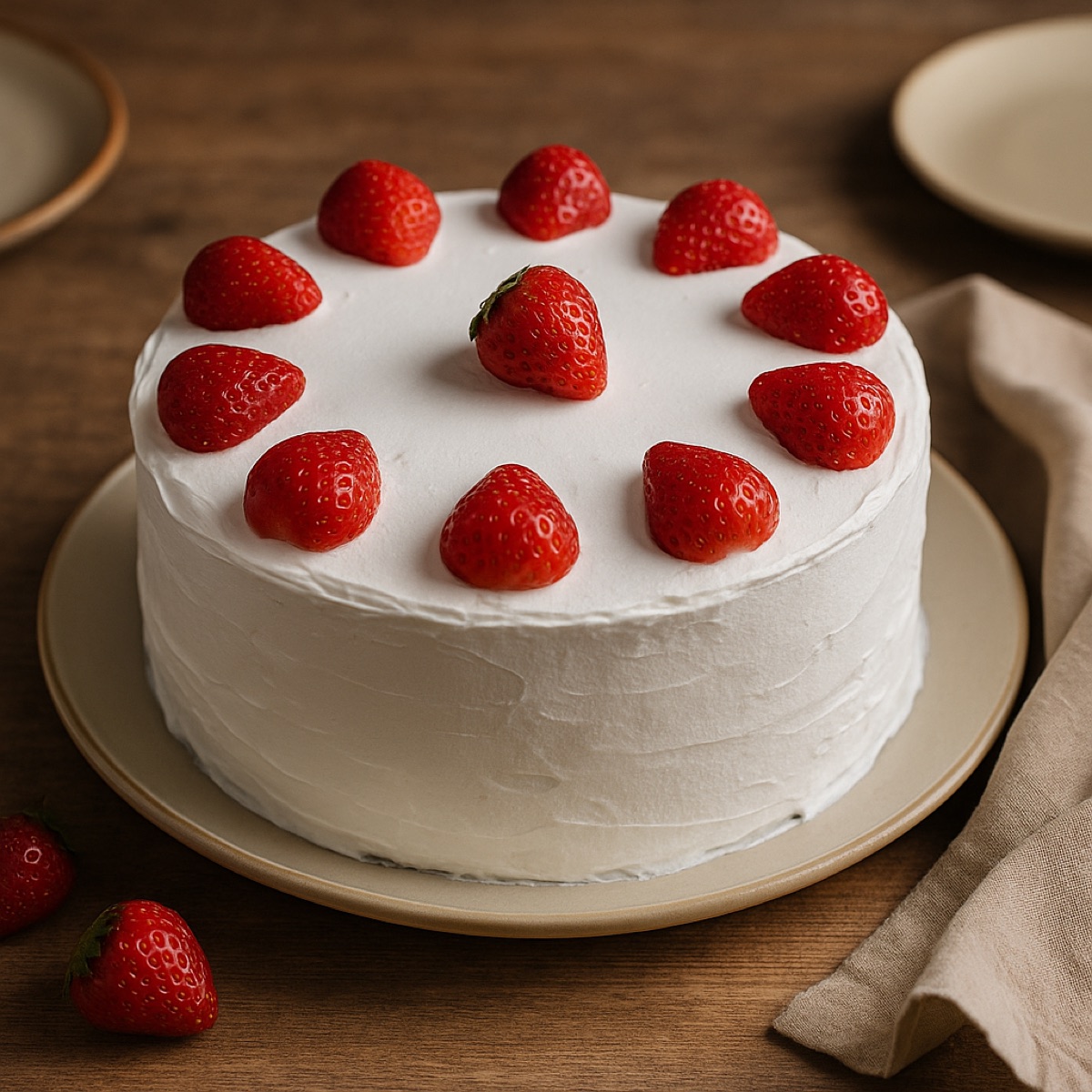 Fresh cream cake with strawberries